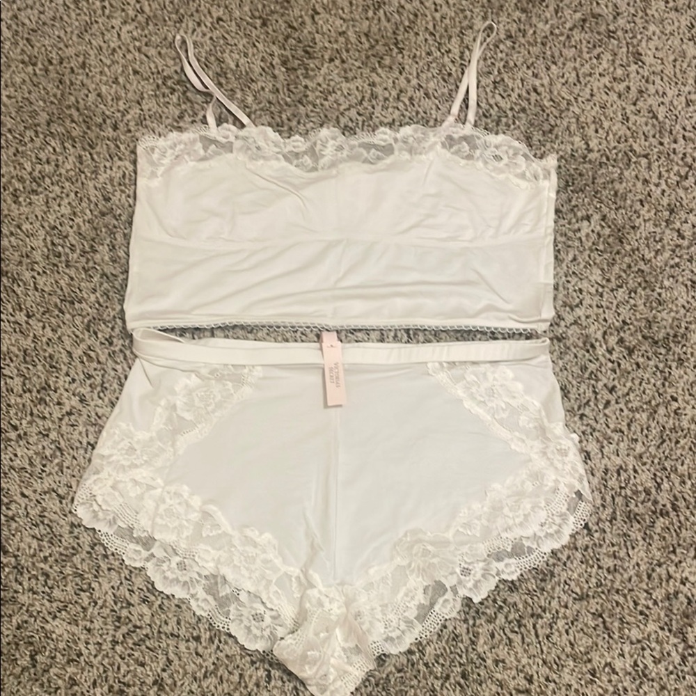 Victoria's Secret Modal Soft & Lace Trim Cami Set, NWT, White